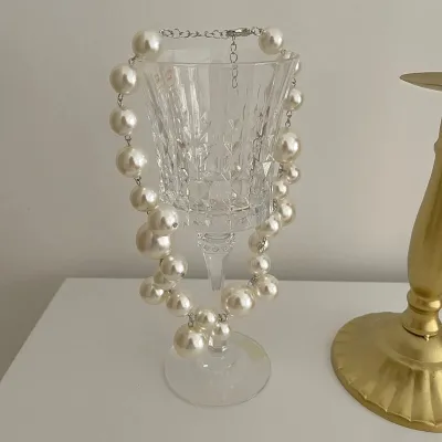 Gorgeous White Big Pearl Beads Choker Necklace